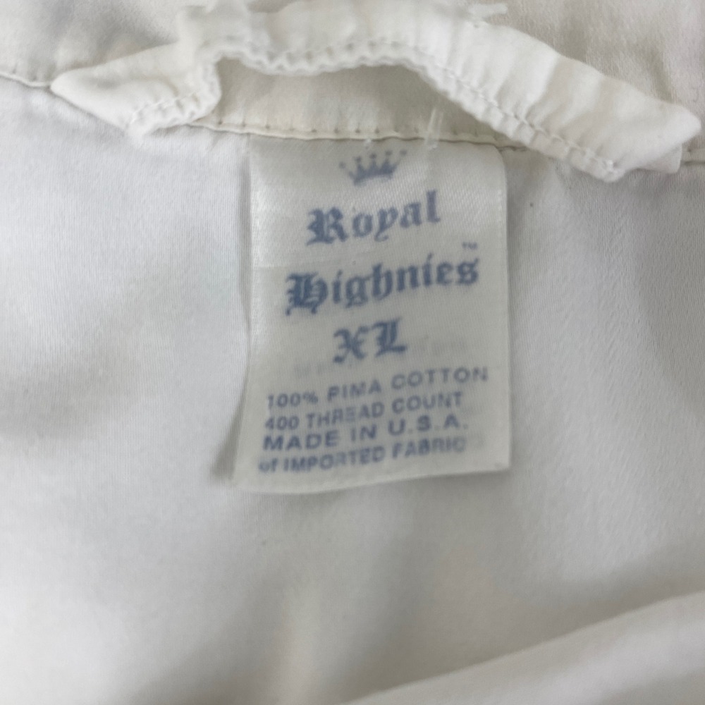 Royal Highnies XL White Original Lounge Top 100% Pima Cotton Pajama Shirt USA - Picture 4 of 12